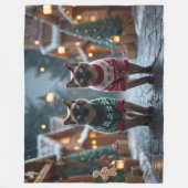 Couverture Polaire Siamese Cats Christmas Snow Holiday (Devant)