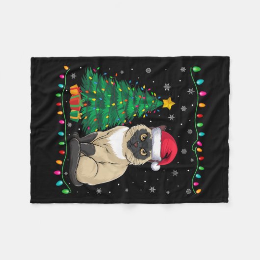 Couverture Polaire Siamese Chat Santa Hat Hommes Femmes Enfants Noël (Devant (Horizontal))