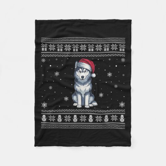 Couverture Polaire Siberian Husky Dog Lovers Men Women Santa Ugly Xma (Devant)