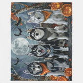 Couverture Polaire Siberian Husky Halloween Épouvantable (Devant)