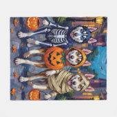 Couverture Polaire Siberian Husky Trick-or-Treating Halloween Costume (Devant (Horizontal))