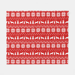 Couverture Polaire Sibérie Husky Chien Silhouettes Motif de Noël