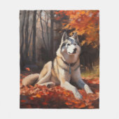 Couverture Polaire Sibérie Husky en automne Feuilles automne Inspire  (Devant)