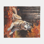 Couverture Polaire Sibérie Husky en automne Feuilles automne Inspire  (Devant (Horizontal))