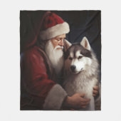 Couverture Polaire Sibérien Husky avec Noël Festif du Père Noël (Devant)