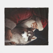 Couverture Polaire Sibérien Husky avec Noël Festif du Père Noël (Devant (Horizontal))