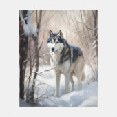 Couverture Polaire Sibérien Husky Laisser Neige Noël (Devant)