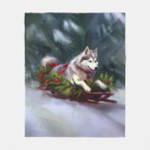 Couverture Polaire Sibérien Husky neige de Noël hiver (Devant)