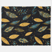 Couverture Polaire Sienne turquoise Feuille Boho (Devant (Horizontal))