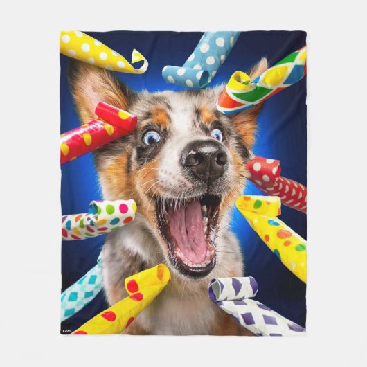 Couverture Polaire Sifflets de fête pour chien heureux (Devant)