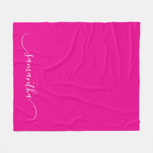 Couverture Polaire Signature de lessive incurvée rose et blanc chaud (Devant (Horizontal))