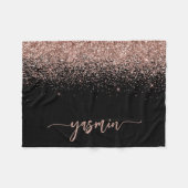 Couverture Polaire Signature personnalisée Rose noir Parties scintill (Devant (Horizontal))