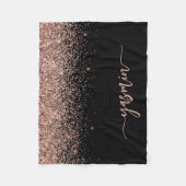 Couverture Polaire Signature personnalisée Rose noir Parties scintill (Devant)