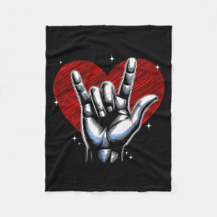 Couverture Polaire Signe de la main Je t'aime Asl Cœur Femmes Enfants