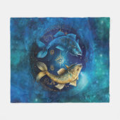 Couverture Polaire Signe de zodiaque Pisces Design d'aquarelle (Devant (Horizontal))