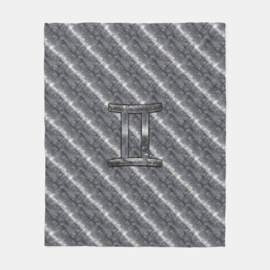 Couverture Polaire SIGNE Zodiaque Gemini Grunge Argent Distressé (Devant)