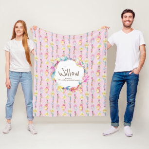 Couverture Polaire Signification nommée rose de plumes et de perles