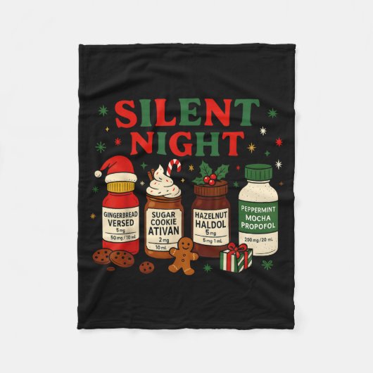 Couverture Polaire Silent Night Profol Icu Nurse Funny Christmas Medi (Devant)