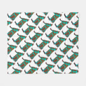 Couverture Polaire Silhouette Brown et turquoise de vache (Devant (Horizontal))