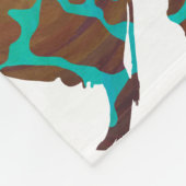 Couverture Polaire Silhouette Brown et turquoise de vache (Coin)