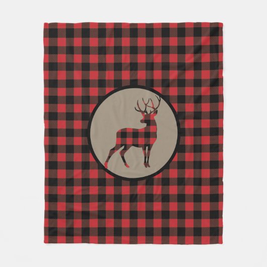 Couverture Polaire Silhouette de cerf de buffle noir rouge (Devant)