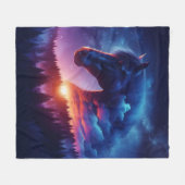 Couverture Polaire Silhouette de cheval dans un paysage de forêt de c (Devant (Horizontal))