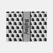 Couverture Polaire Silhouette de chien de chien de taureau personnali (Devant (Horizontal))