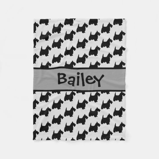 Couverture Polaire Silhouette de chien de Terrier écossais personnali (Devant)
