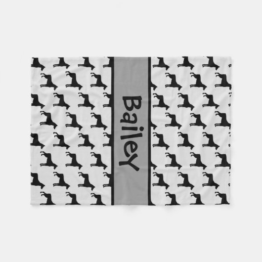 Couverture Polaire Silhouette de chien Doberman (Devant (Horizontal))