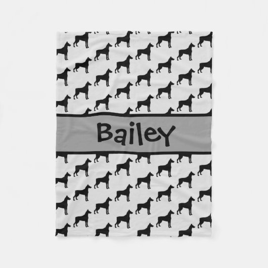 Couverture Polaire Silhouette de chien Doberman (Devant)