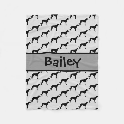 Couverture Polaire Silhouette de chien Greyhound personnalisée (Devant)
