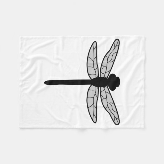 Couverture Polaire Silhouette de libellule noire sur blanc (Devant (Horizontal))