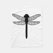 Couverture Polaire Silhouette de libellule noire sur blanc (Devant)