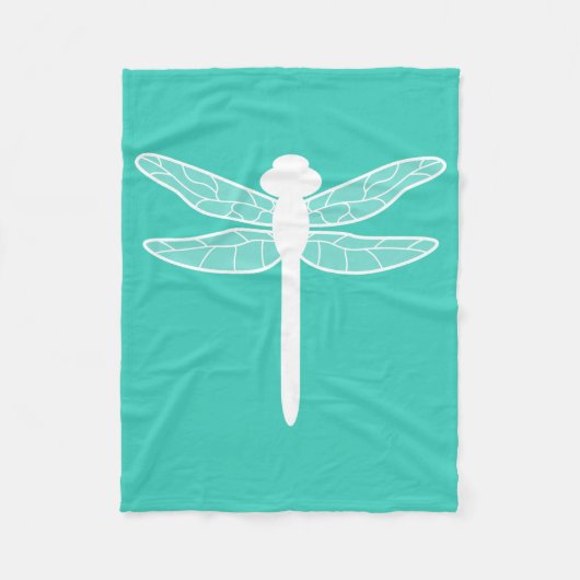 Couverture Polaire Silhouette De libellule Sur Turquoise (Devant)