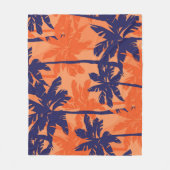 Couverture Polaire Silhouette de palmier bleu, arrière - plan orange (Devant)