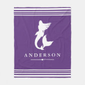 Couverture Polaire Silhouette de sirène tendance et rayures blanches (Devant)