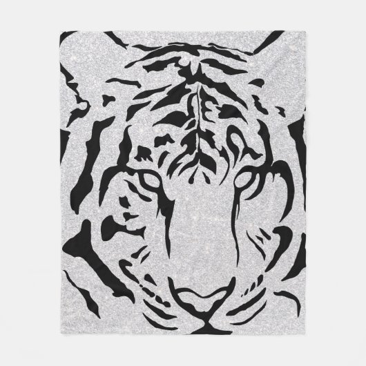 Couverture Polaire Silhouette de tigre noir et blanc (Devant)