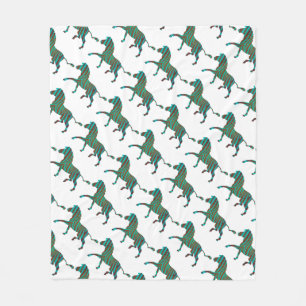 Couverture Polaire Silhouette d'impression Brown et Turquoise Zebra