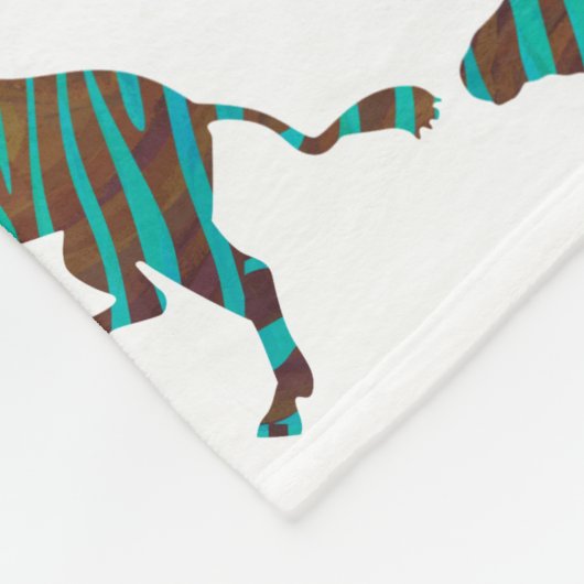 Couverture Polaire Silhouette d'impression Brown et Turquoise Zebra (Coin)