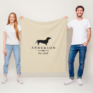 Couverture Polaire Silhouette et Taupe noirs   de teckel personnalisé