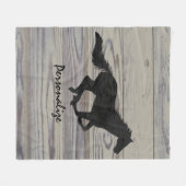 Couverture Polaire Silhouette galopante en bois rustique d'aquarelle (Devant (Horizontal))