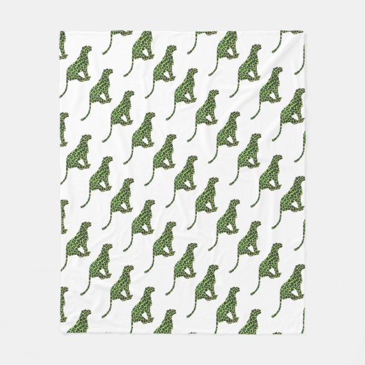 Couverture Polaire Silhouette léopard noir et vert (Devant)