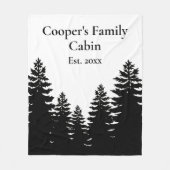 Couverture Polaire Silhouette minimaliste de pin blanc noir (Devant)