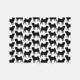 Couverture Polaire Silhouette noire de carlin - conception simple de