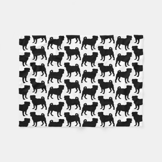 Couverture Polaire Silhouette noire de carlin - conception simple de (Devant (Horizontal))