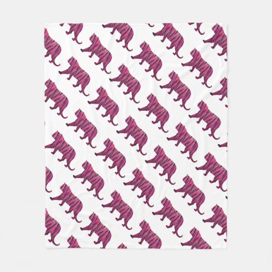 Couverture Polaire Silhouette Pink et Tigre noir (Devant)