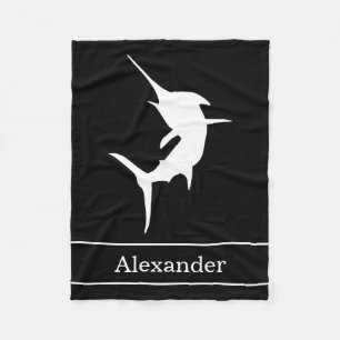 Couverture Polaire Silhouette sautante de Marlin sur le noir avec le