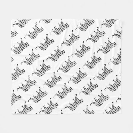 Couverture Polaire Silhouette Tiger noir et blanc (Devant (Horizontal))