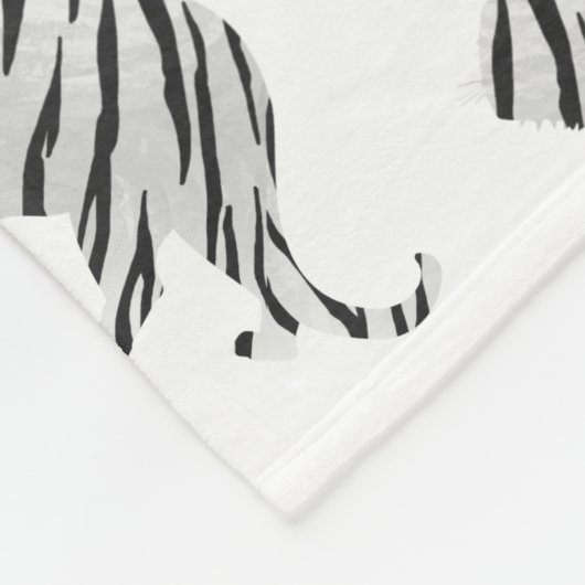 Couverture Polaire Silhouette Tiger noir et blanc (Coin)