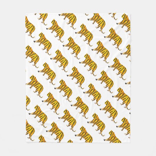 Couverture Polaire Silhouette Tiger noir et orange (Devant)